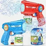 Blubbel Seifenblasenpistole Set 2X - LED Seifenblasenmaschine mit 1L Seifenblasenflüssigkeit, Seifenblasen Pistolen - Blasen Kanone - Party Bubble Gun - Geschenke für Kinder - Hochzeit