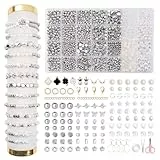 JHWELRG Selber Machen Perlen für armbänder Weiße Perle Schmuckherstellungs Set,Silber Armband Perlen Set zum Auffädeln Kit,Geschenke für Kinder Erwachsene Feiertage,Partys,Weihnachten,Partys,Ostern