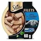 SHEBA Filets Adult Katzenfutter in Sauce mit Huhn und Thunfisch 16 x 60g Schale