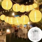 SALCAR LED Lampions Lichterkette Batterie, 10M 20 LED Lampions Außen Wetterfest mit Timer, 8 Modi Laternen Lichterkette Outdoor Innen für Balkon Terrasse Hochzeit Party Hof, Warmweiß