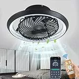 MQW Deckenventilator mit Beleuchtung LED Licht, Deckenleuchte mit Ventilator 360° Drehbare, Dimmbar 72W mit Fernbedienung Ventilator lampe, Deckenlampe ür Wohnzimmer, Esszimmer, Schlafzimmer, 49CM