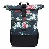 RJEU Rucksack Damen,Laptop Rucksack für 17.3 Zoll Laptop,Schulrucksack Frauen Mädchen Teenager für Arbeit,Universität,Schule,Reisen,Sportrucksack (Blume-26L)