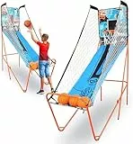 SereneLife Arcade Basketball Spiel, Klappbarer Einzel/Doppel-Basketballkorb, Elektronische Punkteanzeige, Robuste Konstruktion, Indoor/Outdoor -Sport Spiel für Kinder, Familien & Basketball-Fans