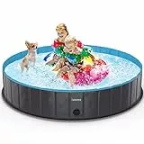 lunaoo Hundepool fur Große Hunde, Faltbare Schwimmbecken Hund Planschbecken Dog Pool, Tragbar PVC Hundebadewanne Hundeschwimmbad für Große Kleine Hunde, Hellblau, 160 x 30 cm