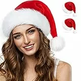 benpen 2 Stück Weihnachtsmützen Erwachsene Nikolausmütze plüsche weihnachtsmann mütze Rote Santa Mütze Bequemes Dicker Klassischer nikolaus mütze aus Samt für festliche Partys im neuen Jahr