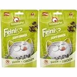 GranataPet FeiniSchmaus Huhn, 50 g, Leckerchen für Katzen, weicher Katzensnack, Katzenleckerli ohne Getreide & Zuckerzusätze, Belohnung für zwischendurch (Packung mit 2)