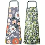 Vicloon Blumenschürzen mit Tasche,2 Stück Blumen Kittelschürze,verstellbar Schürze,wasserdichte Schürze zum Kochen und für Küche Backen,Garten und Salon,Grillen,Gemälde