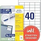 AVERY Zweckform 4780 Universal Etiketten (1.000 plus 200 Klebeetiketten extra, 48,5x25,4mm auf A4, Papier matt, individuell bedruckbar, selbstklebende Aufkleber mit ultragrip) 30 Blatt, weiß