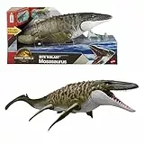 Mattel Jurassic World: Die Wiedergeburt Bite N Blast Mosasaurus Actionfigur und Mini-Dilophosaurus, Dinosaurier-Spielzeug mit breitem Kiefer, filmgetreues und bewegliches Design, JJP80