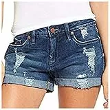 DeaAmyGline Jeans Shorts Damen Sommer - Kurze Jeanshose Damen Low Waist Kurze Hose Jeans Sexy Skinny Stretch Hotpants Rollsaum Sommerjeans Damenjeans Jeansshorts Damenshorts Jeans-Shorts Frauen