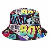 O-Kinee Fischerhüte Retro 80er 90er Jahre,Bucket Hat Faltbar 90er 80er Jahre Outfit Accessoires für Herren Damen,Lustige kopfbedeckung für Festival Party Karneval Fasching