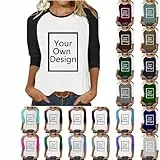 Jamicy T-Shirt Personalisiert Damen Tshirt 3/4 Ärmel Sommer T-Shirt für Frauen Sommer Freizeit Langarmshirt mit Foto Sommershirt Individuelle Bedrucken S-56XL Prime 02 Schwarz 4XL