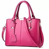 FiveloveTwo Damen Elegant PU Leder Schultertasche Shopper Top-Griff Tragetaschen Umhängetasche Große Handtasche und Geldbörsen Rose