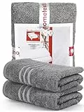 DecoHomeTextil Handtuch-Set 2 Handtücher 50 x 100 cm in Dunkelgrau aus 100% Baumwolle, hochwertig, kuschelweich und saugstark