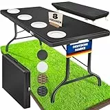 KESSER® Buffettisch Tisch klappbar Kunststoff 183x76 cm Campingtisch Partytisch Klapptisch Gartentisch für Garten, Terrasse und Balkon zusammenklappbar 6 Personen inkl. Cover & Tragegriff, Anthrazit