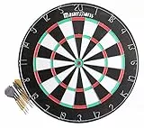 Masterdarts Dartscheibe mit 6 Darts Pfeile - Dartboard Ø45cm - Dartpfeile Metallspitze - Dartscheibe Kork mit Aufhänge Haken - Dart Set - Schwarz/Rot/Weiß/Grün