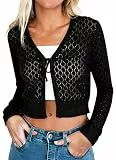 TZLDN Damen Bolero Elegant Leicht Strickjacke Kurz Festlich Oberteil Jäckchen für Abendkleid Schwarz M