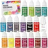 Lebensmittelfarbe Flüssige Set,18 Farben x 10ml Lebensmittel Farben,Hochkonzentriert Lebensmittelfarbstoff für Kuchen Backen,Kekse,Macaron,Tortendeko,Osterei,Fondant,Teig,DIY Slime,Seifen,Backzubehör