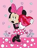 Minnie Mouse Kinder-Zimmer-Teppich Herz Rosa Pink 100 cm x 133 cm rutschhemmend lärmhemmend Kinderteppich Spiel-Teppich Spielunterlage Mädchen-Teppich Disney Minnie Maus Mickey Maus Sweet Love Girls