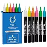 Pinturale Arts® Set 6 Kreidestifte Für Tafel Abwaschbar | 2mm Spitze | Kreidestifte Für Fenster, Glas, Metall, Keramik | Chalk Marker, Kreidestift, Fensterstifte Abwaschbar