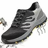 PHMNZIP Sicherheitsschuhe Leicht 45 mit Stahlkappe Herren Arbeit Schuhe Männer Sicherheit Sneaker Turnschuhe Sportlich Schutzschuhe für Kinder Jungen Grau