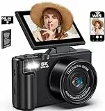 Digitalkamera 5K 75MP Kamera Fotokamera und Vlogging mit WiFi, 64GB Karte, 18X Digital Zoom, 3,0' LCD 180° Kompaktkamera Fotoapparat für Reisen, YouTube, Anfänger und Erwachsene (Black)