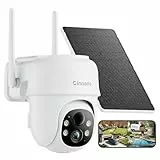 Cinnado Überwachungskamera Aussen Akku Solar - 2K Kabellos Kamera Überwachung Aussen, 360° PTZ 2,4 GHz WLAN Outdoor Camera mit Solarpanel, PIR Bewegungsmelder IP65, Farbnachtsicht, 2-Wege-Audio (Weiß)
