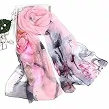 Loop Schal Damen Tuch Damen Leicht Schal Damen Frauen Shawl Wrap weicher Modetuch Schals langer Druck Damentuch Tuch Seide Schwarz Halstuch Damen Seide Einfarbig (E, One Size)
