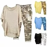 2 Teiler Damen Sommer Hosenanzug Sommer Elegant Outfit Lässig Kurzarm Oberteil Trainingsanzüge Camouflage Drucken Hose Sportanzug Strandhose Set Streetwear Jogginganzug angebote des tages heute