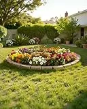 VEVOR 4er-Set Rasenkante in Steinoptik, 1180x95x57 mm realistische Beeteinfassung, Flexible Gartenbegrenzung in Ziegelgröße mit Verankerungsspitzen, Beetumrandung für Einfahrten, Gehwege, Beige