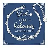 CheersLife Schwester Geschenk,Geschenk Schwester Geburtstag,Geschenke für Schwester,Herz Armband Damen Freundin - Weihnachten Valentinstag