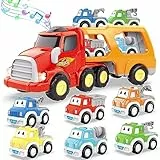 seveclotree 7 in 1 Auto LKW Spielzeug Ab 2 Jahre - Kinderspielzeug Mit Licht und Musik für Jungen und Mädchen - Kleinkind Weihnachten Geburtstag Geschenk