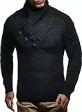 Leif Nelson Herren Strickpullover mit stylischem Kragen – Modischer Winterpullover für Herbst und Winter