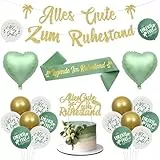 Jollyboom Rente Deko, Alles Gute Zum Ruhestand Girlande Banner Luftballons Tortendeko Legende I'm Ruhestand Schärpe Salbei Grün Gold Endlich Frei Ballon für Frauen Männer Abschiedsfeier Rente Party