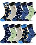 Kyopp 10 Paar Socken Kinder Jungen Kindersocken Dinosaurier Cotton Socks 33-37