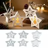 EPODA 6 Stück 3D Sterne Silikonform Weihnachten mit Wichtel Baum Muster Gießformen Silikon für DIY Weihnachtsdekor