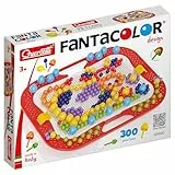 Quercetti FantaColor Design, Mosaik Bastelset Kinder, Spielzeug ab 3 jahre für Kinder, Montessori Spielzeug mit 300 Reißnägel, Reisespielzeug in praktischer Aktentasche, Geschenk Mädchen 3 jahre