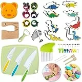 47-teiliges Kinder-Küchenmesser-Set mit Dinosaurier-Ausstechformen und kinderfreundlichen Messern zum Schneiden von Kuchen, Keksen, Obst, Sandwiches und Gemüse