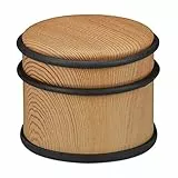 Relaxdays Türstopper, für schwere Türen & Fenster, Edelstahl & Gummi, Holzoptik, hoher Bodenpuffer, ∅ 9,5 cm, braun, 1 Stück