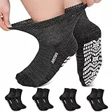 LOFIR Bambus Diabetiker Socken für Damen: Diabetikersocken ohne Gummibund und Naht für Frauen - ABS Antirutsch Socken mit Komfortbund für Krankenhaus Senioren Schwarz 4 Paar 39-42