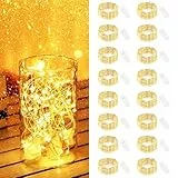 【16 Stück】 LED Lichterkette mit Batterie Klein, 2M 20LED Silberdraht Mini Lichterkette Batteriebetrieben, Micro Lichterkette Draht Wasserdichte für Weihnachten Hochzeit Party Innen Deko, WarmWeiß