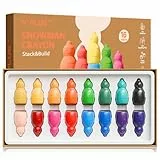 YPLUS Stapelbare Schneemann Wachsmalstifte für Kleinkinder – 16 Lebendige Farben, Ungiftige Waschbare Wachsmalstifte ab 1 Jahr für 1-4 Jahre, Dicke Jumbo Malstifte, Perfektes Kleinkinder Malset