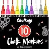 Chalkola 10 Kreidestifte für Tafel Abwaschbar - (10 Stifte, 6mm Kreidestift) Kreidestifte für Fenster, Tafelkreide & Glasstifte, Chalk Marker, Kreidemarker Abwischbar, Fensterfarben Kinder