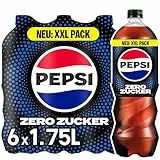 Pepsi Zero Zucker, Das zuckerfreie Erfrischungsgetränk von Pepsi ohne Kalorien, Koffeinhaltige Cola in der Flasche, EINWEG (6 x 1.75 l)