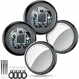 Tukio Air Tags 4er Pack Schwarz, Smart Key Finder Kompatibel mit Apple Wo ist? APP (iOS NUR), Airtag für Schlüssel/Taschen, Koffer-Tracker mit Austauschbarer Batterien, Kleine Elektronik Tracker