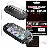 TECHGEAR [2 Stück Displayschutz für PlayStation PS Vita SLIM/Vita 2000 - Vorne und Hinten Ultra Klare Schutzfolie für Sony PlayStation Vita SLIM/Vita 2000- mit Reinigungstuch + Applikationskarte