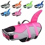 CITÉTOILE Schwimmweste Hunde Hai, Leicht und Sicher für Wassersport, hundeschwimmweste mit Griff und Reflektierend für Kleine Mittlere und Große Hunde, Rosa, XL