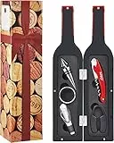 Wine Corkscrew Accessories Set,Wine Bottle Opener Tool Kit with Drink Sticker,The Greatest Party Gift Kit for Wine Lovers and Drinks,with Opener,Pourer,Stopper,Foil Cutter,Ring