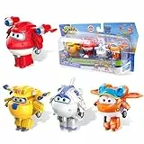 Super Wings 2“ Verwandlungsspielzeug 4er Pack, Supercharged Jett, Donnie, Astra, Sunny, Flugzeug Spielzeug Fahrzeug Mini Figuren, Transforming Spielzeug für 3 4 5 6 7 8 jährige Jungen und Mädchen