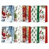 PAW - Weihnachtstüten 30 x 41 x 12 cm - 10 Stück | Mix aus 5 Designs | Sehr große Geschenktaschen mit Stoffhenkel | Weihnachtsgeschenktüten | Elegante Weihnachtstaschen für Geschenke | Geschenktüten